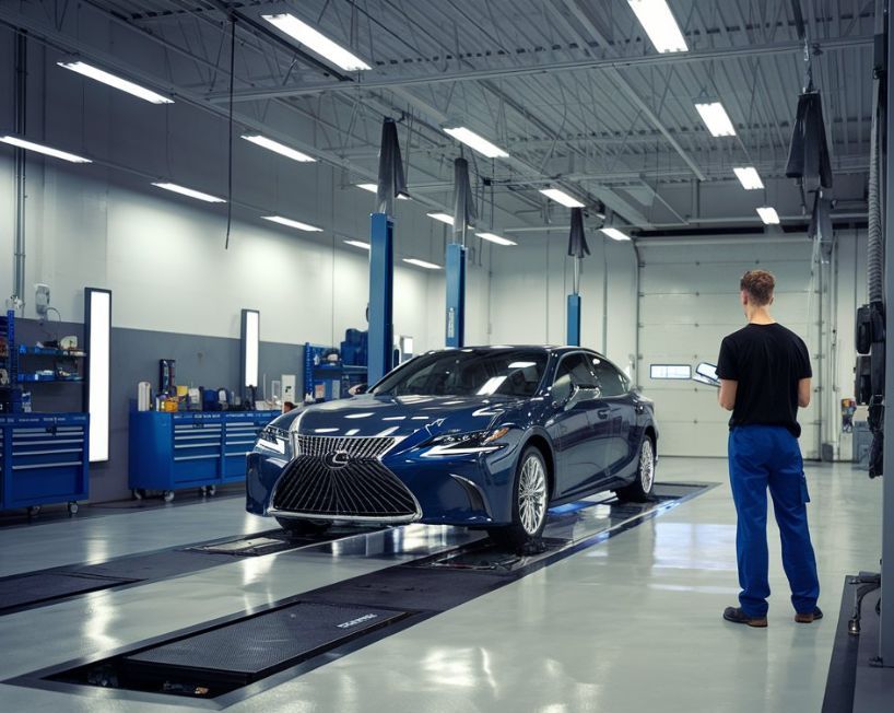 Blue Lexus in body shop Lexus Authorized Collision Center Marina Auto Body Blue-Lexus-in-body-shop-Lexus-Authorized-Collision-Center-Marina-Auto-Body